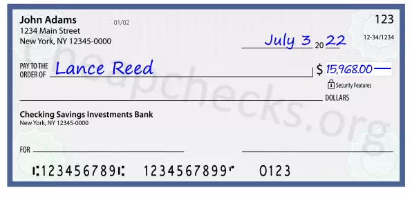 15968.00 dollars written on a check