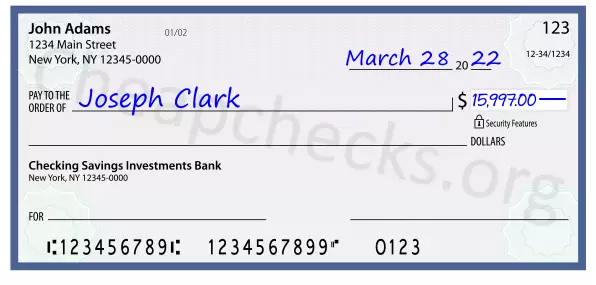 15997.00 dollars written on a check