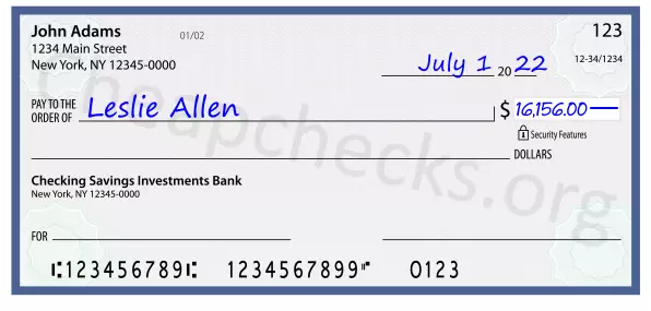 16156.00 dollars written on a check