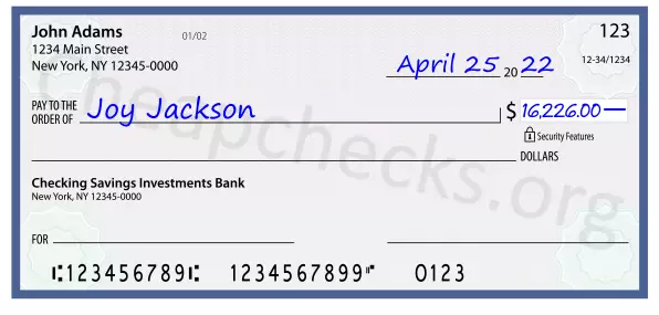 16226.00 dollars written on a check