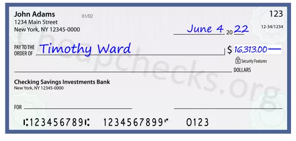 16313.00 dollars written on a check