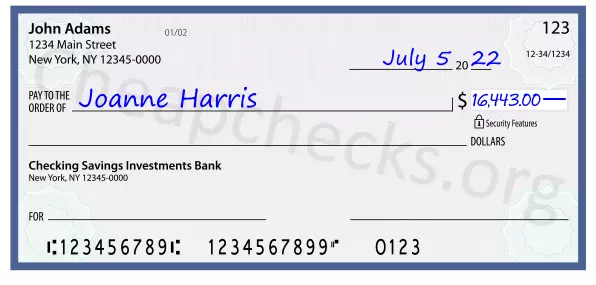 16443.00 dollars written on a check