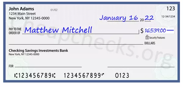 16539.00 dollars written on a check