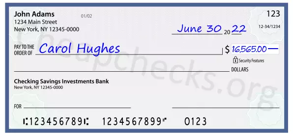 16565.00 dollars written on a check