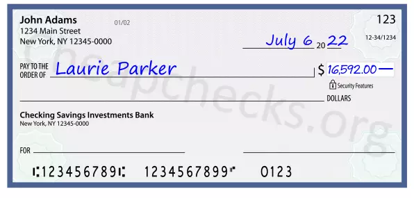 16592.00 dollars written on a check