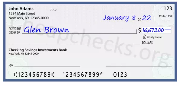 16673.00 dollars written on a check