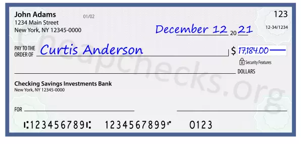 17184.00 dollars written on a check