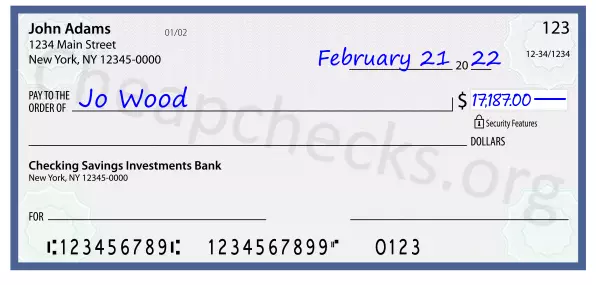 17187.00 dollars written on a check