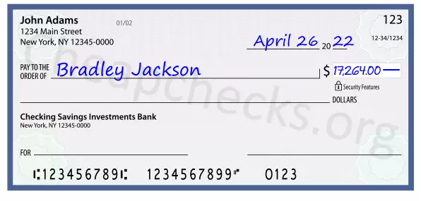 17264.00 dollars written on a check