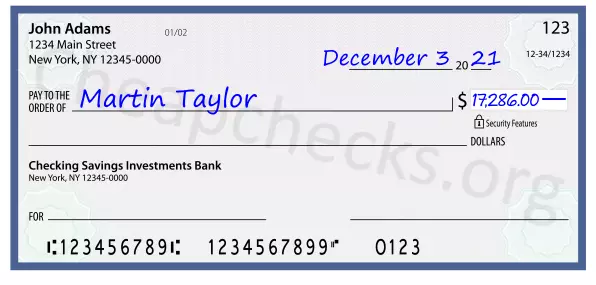 17286.00 dollars written on a check