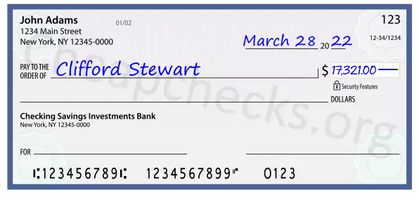 17321.00 dollars written on a check