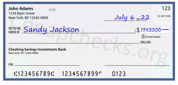 17433.00 dollars written on a check