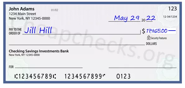 17465.00 dollars written on a check