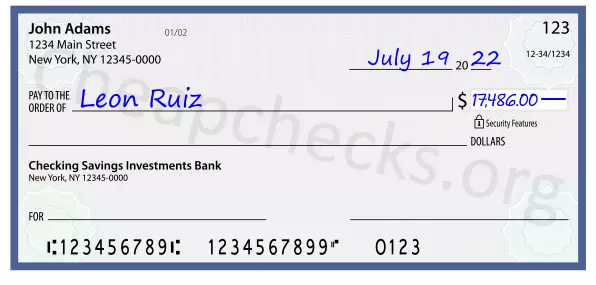 17486.00 dollars written on a check