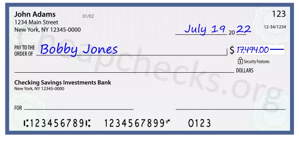 17494.00 dollars written on a check