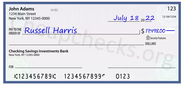 17498.00 dollars written on a check