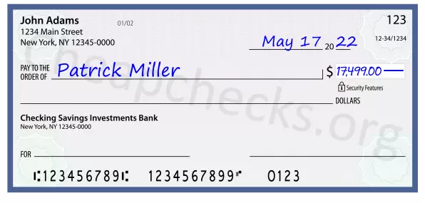 17499.00 dollars written on a check