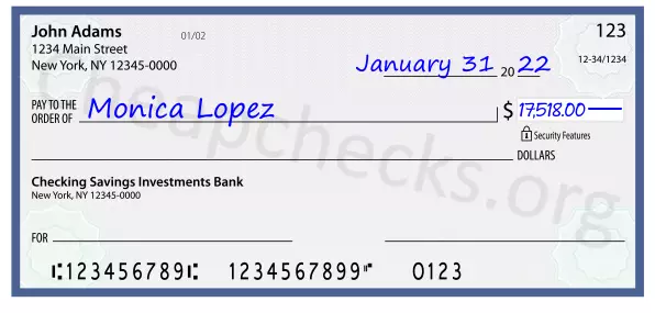 17518.00 dollars written on a check