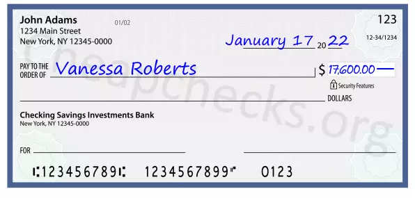17600.00 dollars written on a check