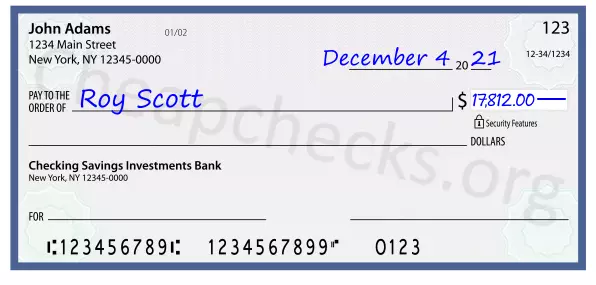 17812.00 dollars written on a check