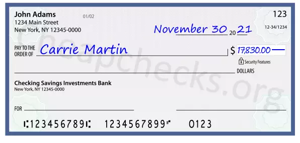 17830.00 dollars written on a check