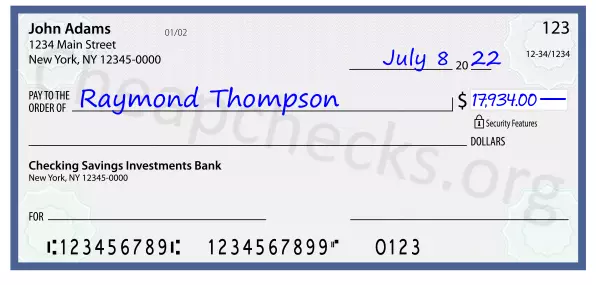 17934.00 dollars written on a check