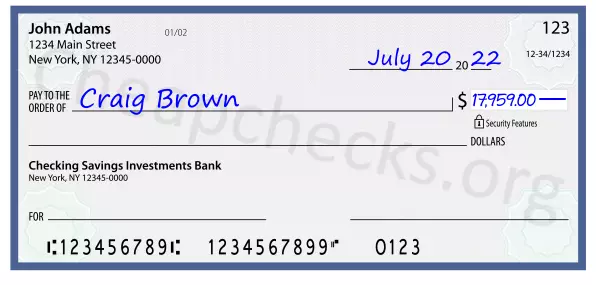 17959.00 dollars written on a check