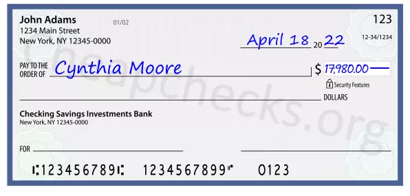 17980.00 dollars written on a check