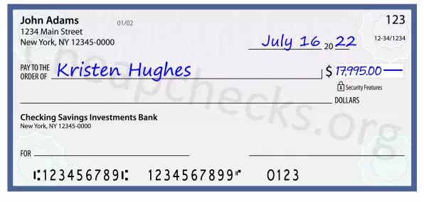 17995.00 dollars written on a check