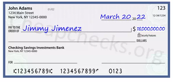 18000000.00 dollars written on a check