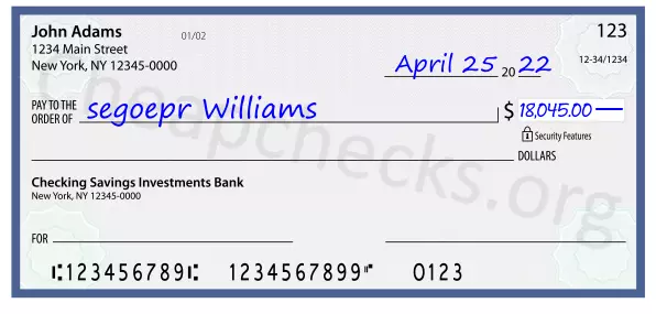 18045.00 dollars written on a check