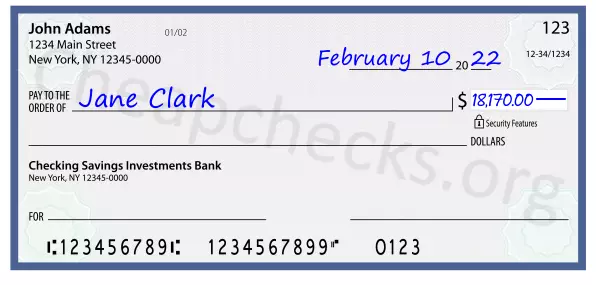 18170.00 dollars written on a check