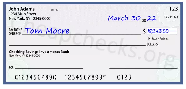 18243.00 dollars written on a check