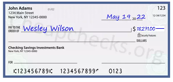 18271.00 dollars written on a check