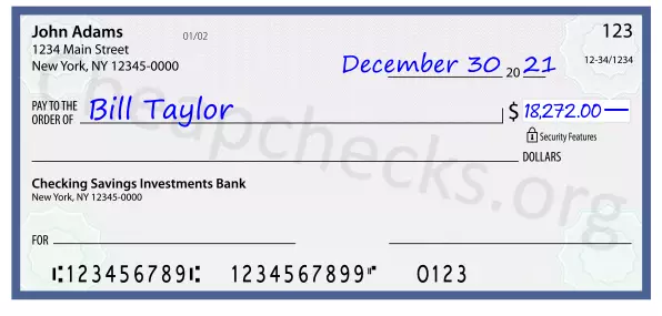 18272.00 dollars written on a check