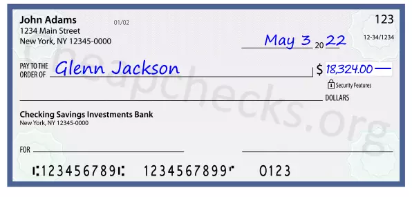 18324.00 dollars written on a check