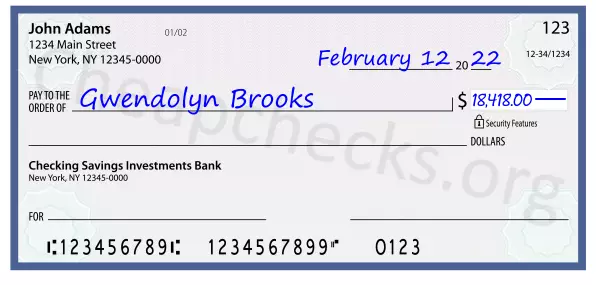 18418.00 dollars written on a check