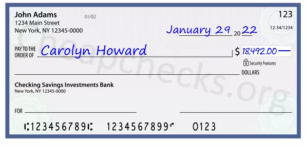 18492.00 dollars written on a check