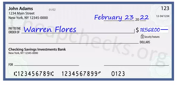 18568.00 dollars written on a check