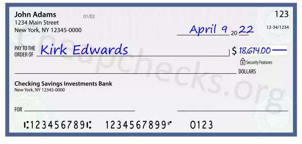 18614.00 dollars written on a check