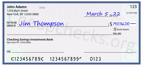 19036.00 dollars written on a check