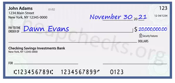 20000000.00 dollars written on a check