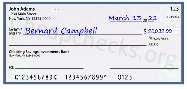 20032.00 dollars written on a check