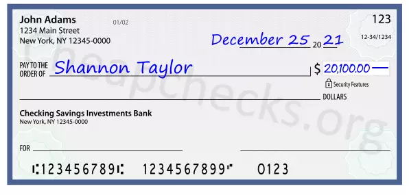 20100.00 dollars written on a check