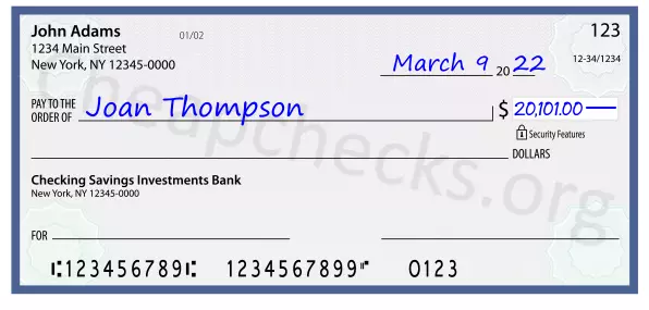 20101.00 dollars written on a check