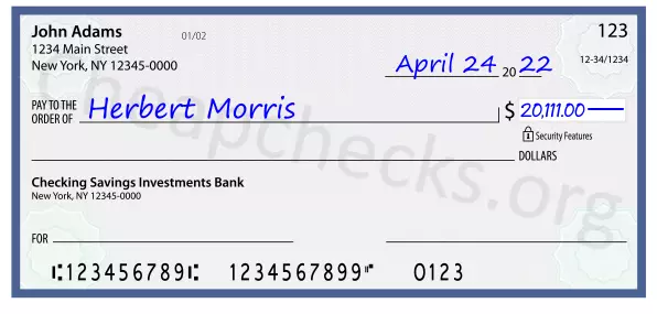 20111.00 dollars written on a check