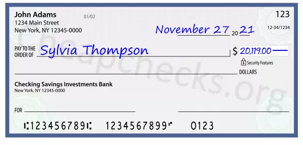 20119.00 dollars written on a check