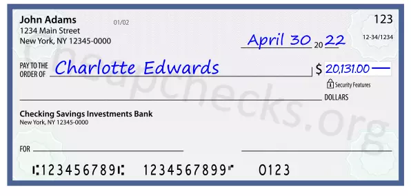 20131.00 dollars written on a check