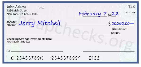 20252.00 dollars written on a check