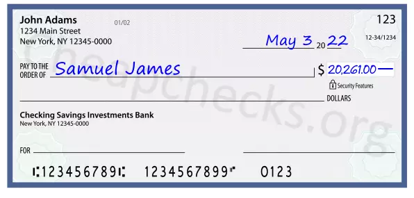 20261.00 dollars written on a check